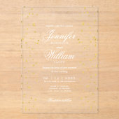 Invitations En Acrylique Mariage Élégant Romanic Script Gold Spectres (Recto)