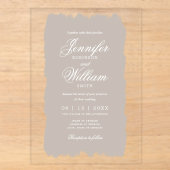Invitations En Acrylique Mariage Élégant Romantique Script Champagne Peintu (Recto)
