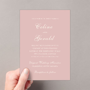 Invitations En Acrylique Mariage élégant rose Celine