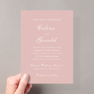 Invitations En Acrylique Mariage Élégant Rose Classique