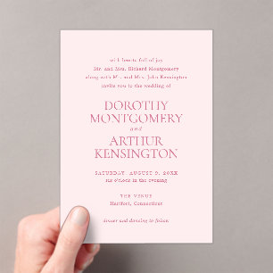 Invitations En Acrylique Mariage élégant rose moderne