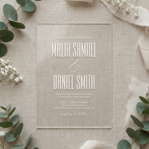 Invitations En Acrylique Mariage Élégant Rustique Blanc