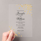 Invitations En Acrylique Mariage Élégant script roman Gold Confetti (In situ (ordinateur de poche))