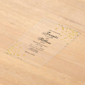 Invitations En Acrylique Mariage Élégant script roman Gold Confetti (Poser)
