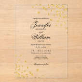 Invitations En Acrylique Mariage Élégant script roman Gold Confetti (Recto)
