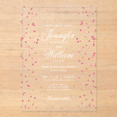 Invitations En Acrylique Mariage Élégant Script romantique Fuseau rose (Recto)