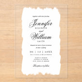 Invitations En Acrylique Mariage Élégant Script romantique Peinture blanche (Recto)