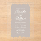 Invitations En Acrylique Mariage Élégant Script romantique Peinture Champag (Recto)