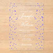 Invitations En Acrylique Mariage Élégant Script romantique Spectacle violet (Recto)