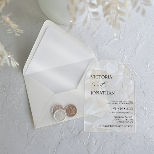 Invitations En Acrylique Mariage élégant simple abstrait