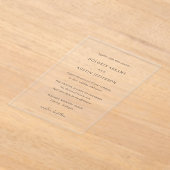Invitations En Acrylique Mariage Élégant Simple Classique (Poser)