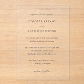Invitations En Acrylique Mariage Élégant Simple Classique (Recto)