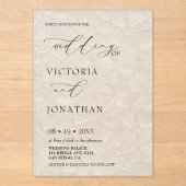 Invitations En Acrylique Mariage Élégant Simple Classique (Recto)