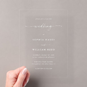 Invitations En Acrylique Mariage Élégant Simple Minimaliste Transparent