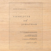 Invitations En Acrylique Mariage Élégant Simple Moderne (Recto)