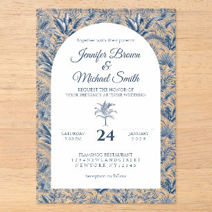 Invitations En Acrylique Mariage Élégant sous une Arche Botanique de Palmie