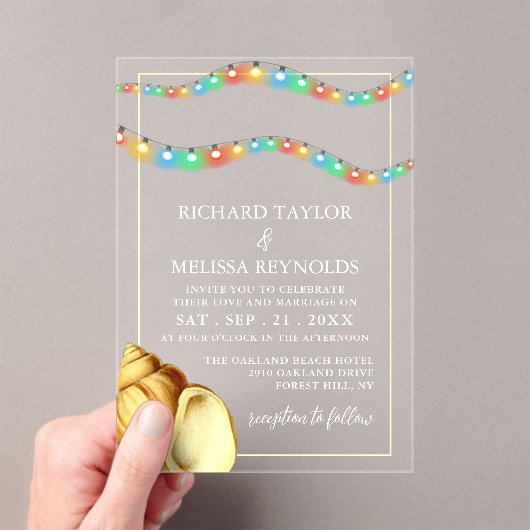 Invitations En Acrylique Mariage élégant sur la plage (In situ (ordinateur de poche))