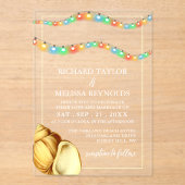 Invitations En Acrylique Mariage élégant sur la plage (Recto)