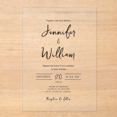 Invitations En Acrylique Mariage élégant Typographie de script moderne (Recto)