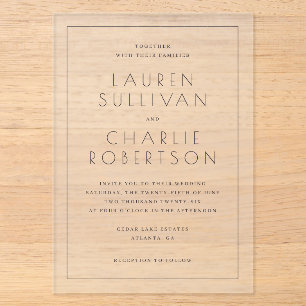 Invitations En Acrylique Mariage Élégant Typographique Noir
