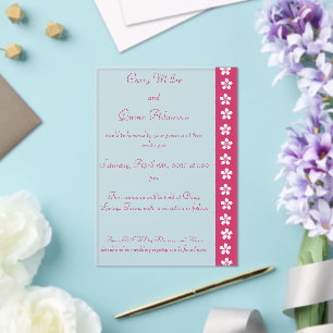 Invitations En Acrylique Mariage en acrylique framboise Charming Sakura