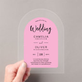 Invitations En Acrylique Mariage en acrylique rose invite Black Text Modern (In situ (ordinateur de poche))