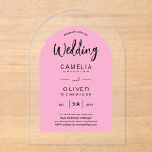 Invitations En Acrylique Mariage en acrylique rose invite Black Text Modern (Recto)