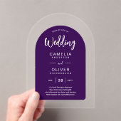 Invitations En Acrylique Mariage en acrylique violet 2 invite Texte blanc m (In situ (ordinateur de poche))