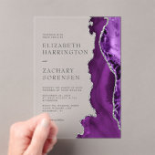 Invitations En Acrylique Mariage en Agate Argent Violet (In situ (ordinateur de poche))