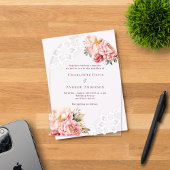 Invitations En Acrylique Mariage en dentelle fleurie de pêche rose