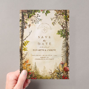 Invitations En Acrylique Mariage en forêt automnale