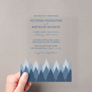 Invitations En Acrylique Mariage en forêt bleue
