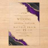 Invitations En Acrylique Mariage en marbre moderne et élégant (Recto)