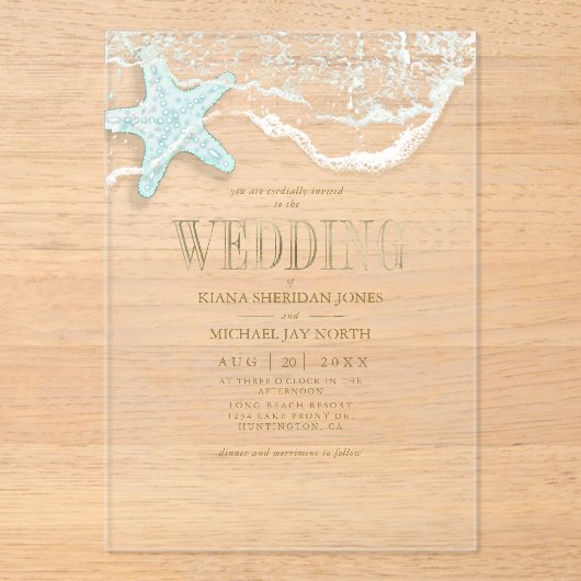 Invitations En Acrylique Mariage en mousse de mer ID837 (Recto)