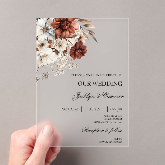 Invitations En Acrylique Mariage en terre cuite (In situ (ordinateur de poche))