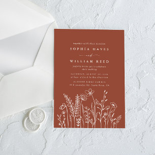 Invitations En Acrylique Mariage en terre cuite minimaliste de Bohême