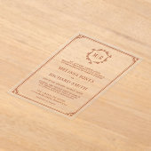 Invitations En Acrylique Mariage en terre cuite monogramme minimum (Poser)