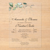 Invitations En Acrylique Mariage espagnol en acrylique verdure (Recto)