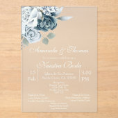 Invitations En Acrylique Mariage espagnol floral acrylique (Recto)