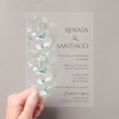 Invitations En Acrylique Mariage espagnol Sage Greenery (In situ (ordinateur de poche))