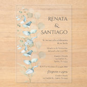 Invitations En Acrylique Mariage espagnol Sage Greenery (Recto)