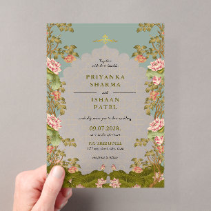 Invitations En Acrylique Mariage esthétique floral à l'arch indienne