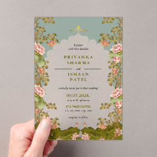 Invitations En Acrylique Mariage esthétique Floral Arc Indien