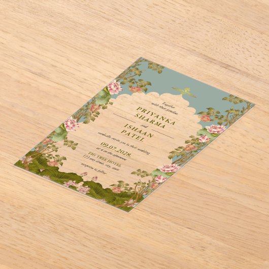 Invitations En Acrylique Mariage esthétique Floral Arc Indien (Poser)