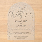 Invitations En Acrylique Mariage Étincelle d'Argent (Recto)