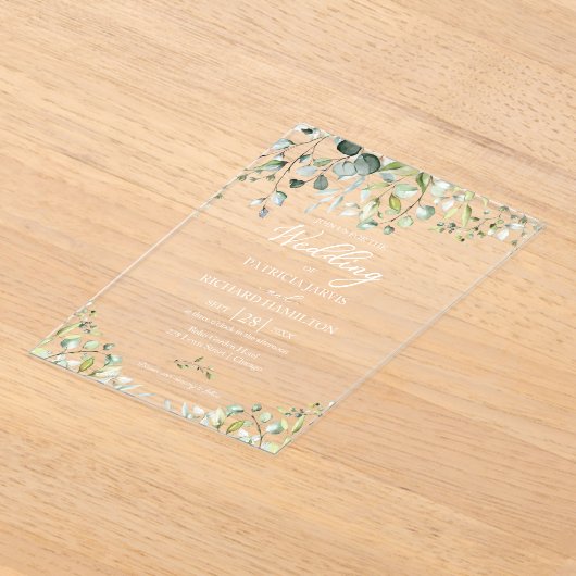 Invitations En Acrylique Mariage Eucalyptus vert (Poser)