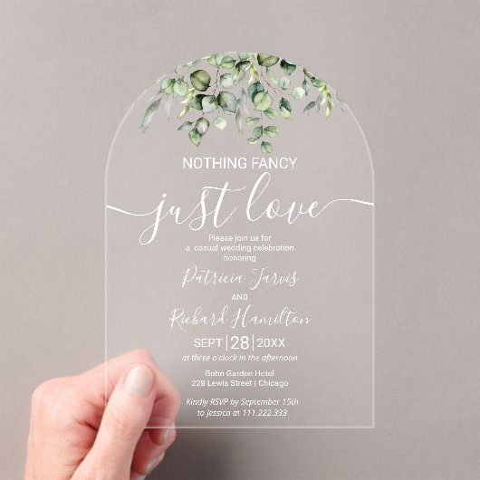 Invitations En Acrylique Mariage Eucalyptus vert (In situ (ordinateur de poche))