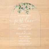 Invitations En Acrylique Mariage Eucalyptus vert (Recto)
