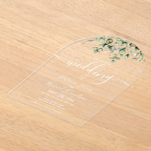 Invitations En Acrylique Mariage Eucalyptus vert (Poser)