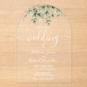 Invitations En Acrylique Mariage Eucalyptus vert (Recto)